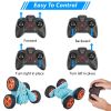 Kid Driving RC Stunt Car 7 Color Strip Light Dynamic Music Swing Arm Double-sided Rolling Remote Control Car Off Road 2.4GHz 4WD Rechargeable Racing T