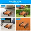 Kid Driving RC Stunt Car 7 Color Strip Light Dynamic Music Swing Arm Double-sided Rolling Remote Control Car Off Road 2.4GHz 4WD Rechargeable Racing T