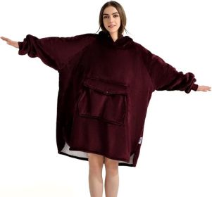 Krifey Wearable Blanket Hoodie, Oversized Sherpa Hooded as Birthday Gifts Christmas Gifts for Mom Women Girlfriend Men (Color: Burgundy, size: Adult)