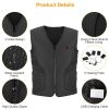 Unisex Black Heat Jacket Vest 3 Heating Gear Adjustable USB Heated Vest Warm Heat Coat Vest w/ 5 Heating Zones For Men Women Winter Outdoor Activity