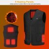 Unisex Black Heat Jacket Vest 3 Heating Gear Adjustable USB Heated Vest Warm Heat Coat Vest w/ 5 Heating Zones For Men Women Winter Outdoor Activity
